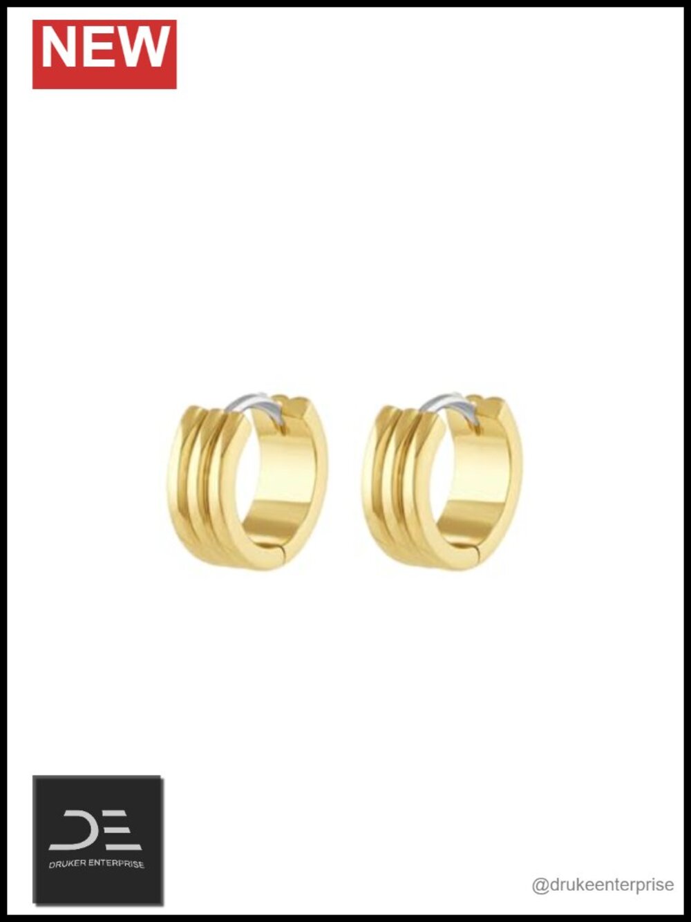 18k Gold Plated Brass Hoop Earrings Hinge Closure